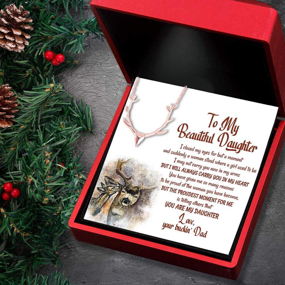 Antler Necklace - Hunting - To My Beautiful Daughter - I Will Always Carry You In My Heart - Gnt17010