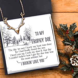 Antler Necklace - Hunting - To My Trophy Doe - I Buckin' Love You - Gnt13022