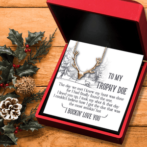 Antler Necklace - Hunting - To My Trophy Doe - I Buckin' Love You - Gnt13022