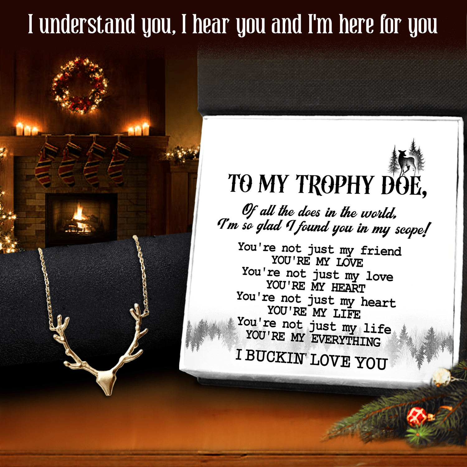 Antler Necklace - Hunting - To My Trophy Doe - You're My Everything - Gnt13021