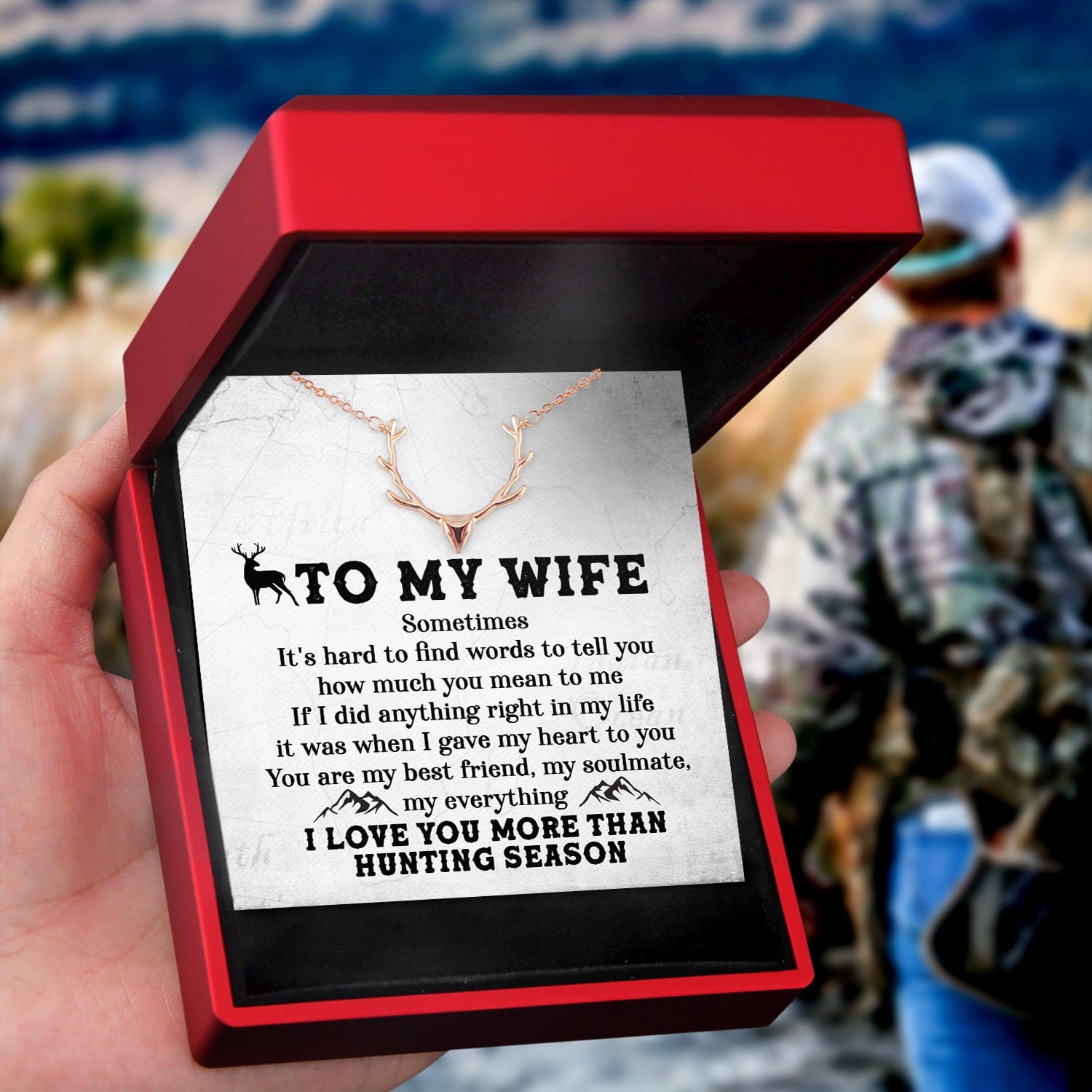 Antler Necklace - Hunting - To My Wife - I Love You More Than Hunting Season - Gnt15022