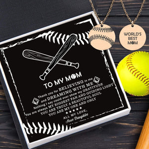 Baseball Ball Necklace - Softball - From Daughter - To My Mom - Thank You For Dreaming With Me - Gnev19027