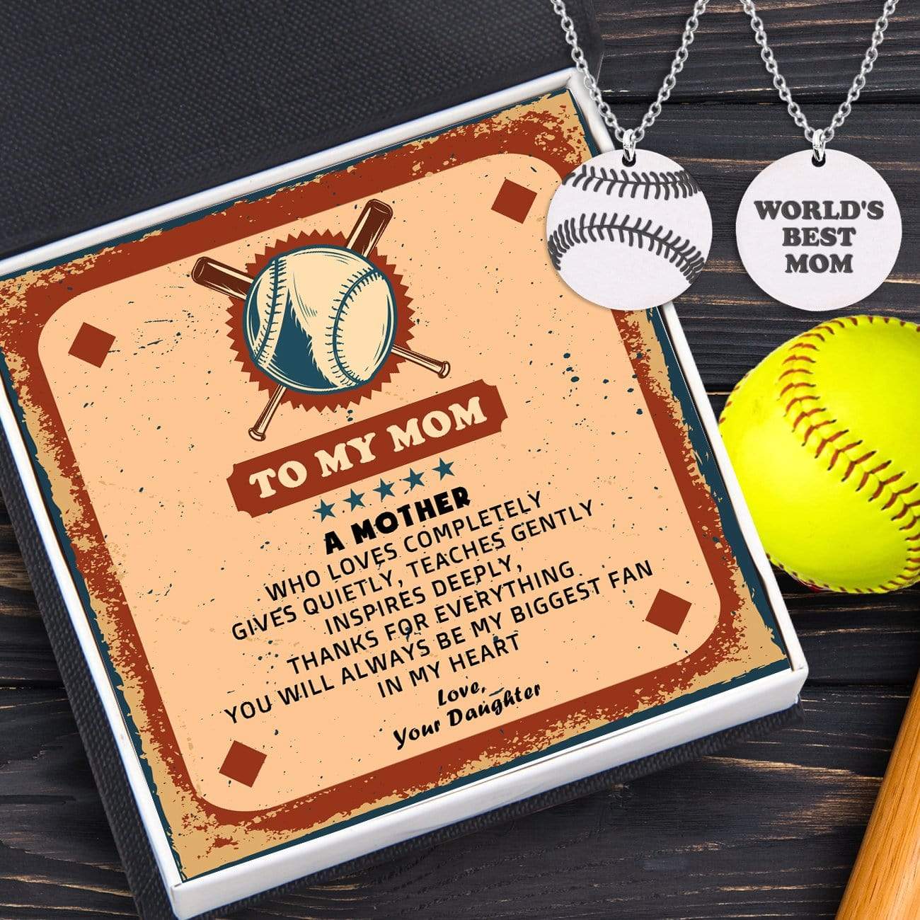 Baseball Ball Necklace - Softball - To My Mom - You Will Always Be My Biggest Fan In My Heart - Gnev19009