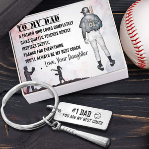 Baseball Bat Keychain - Softball - To My Dad - From Daughter - You Are My Best Coach - Gkaw18007