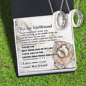 Baseball Couple Pendant Necklaces - Baseball - To My Girlfriend - His Best Home-run - Gner13005