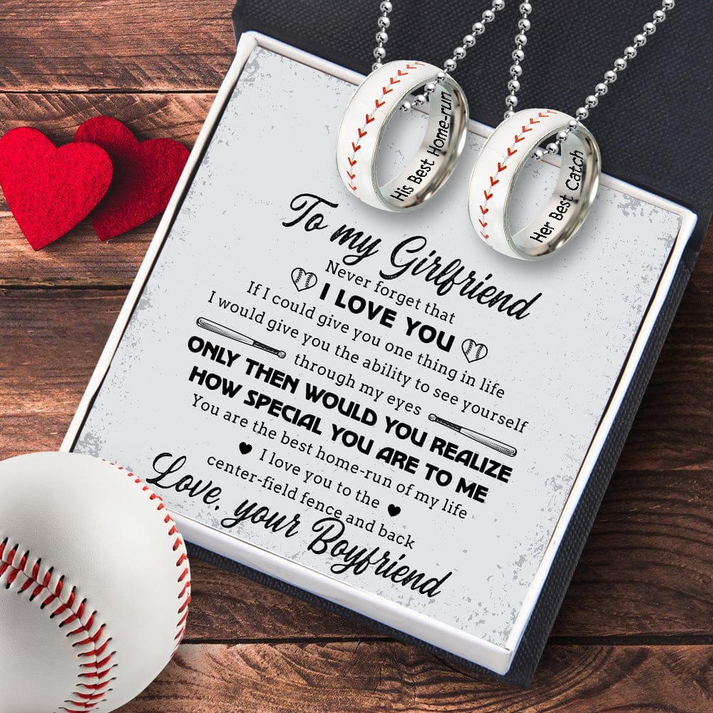 Baseball Couple Pendant Necklaces - Baseball - To My Girlfriend - You Are The Best Home-Run Of My Life - Gner13007