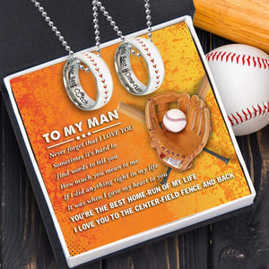 Baseball Couple Pendant Necklaces - Baseball - To My Man - I Love You - Gner26005