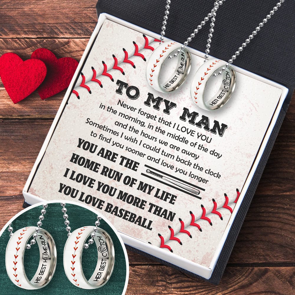 Baseball Couple Pendant Necklaces - Baseball - To My Man - Sometimes I Wish I Could Turn Back The Clock - Gner26008