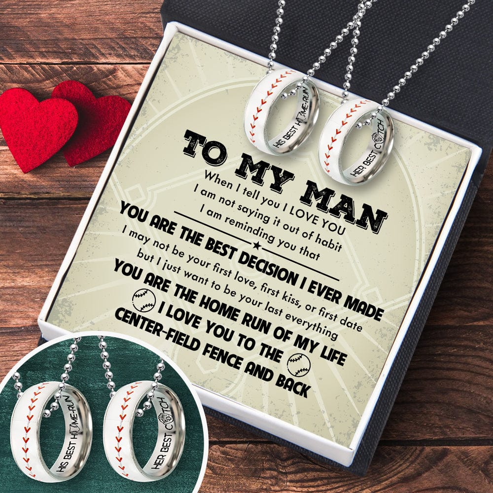 Baseball Couple Pendant Necklaces - Baseball - To My Man - You Are The Best Decision I Ever Made - Gner26007