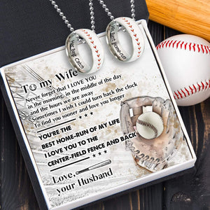 Baseball Couple Pendant Necklaces - Baseball - To My Wife - His Best Home-run - Gner15005