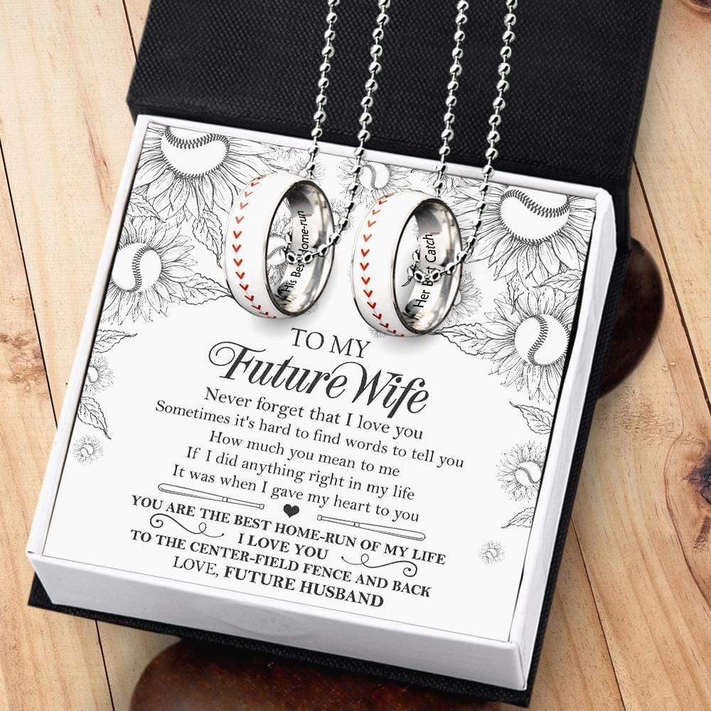 Baseball Couple Pendant Necklaces - To My Future Wife - Sometimes It's Hard To Find Words To Tell You - Gner25003