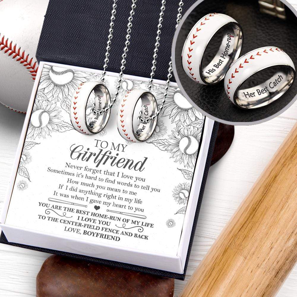 Baseball Couple Pendant Necklaces - To My Girlfriend - Sometimes It's Hard To Find Words To Tell You - Gner13003