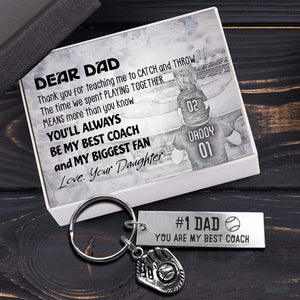 Baseball Glove Keychain - Baseball - To My Dad - From Daughter - Thank You For Teaching Me Catch And Grow - Gkax18006