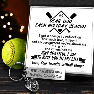 Baseball Glove Keychain - Baseball - To My Dad - Merry Xmas, My Best Coach - Gkax18010