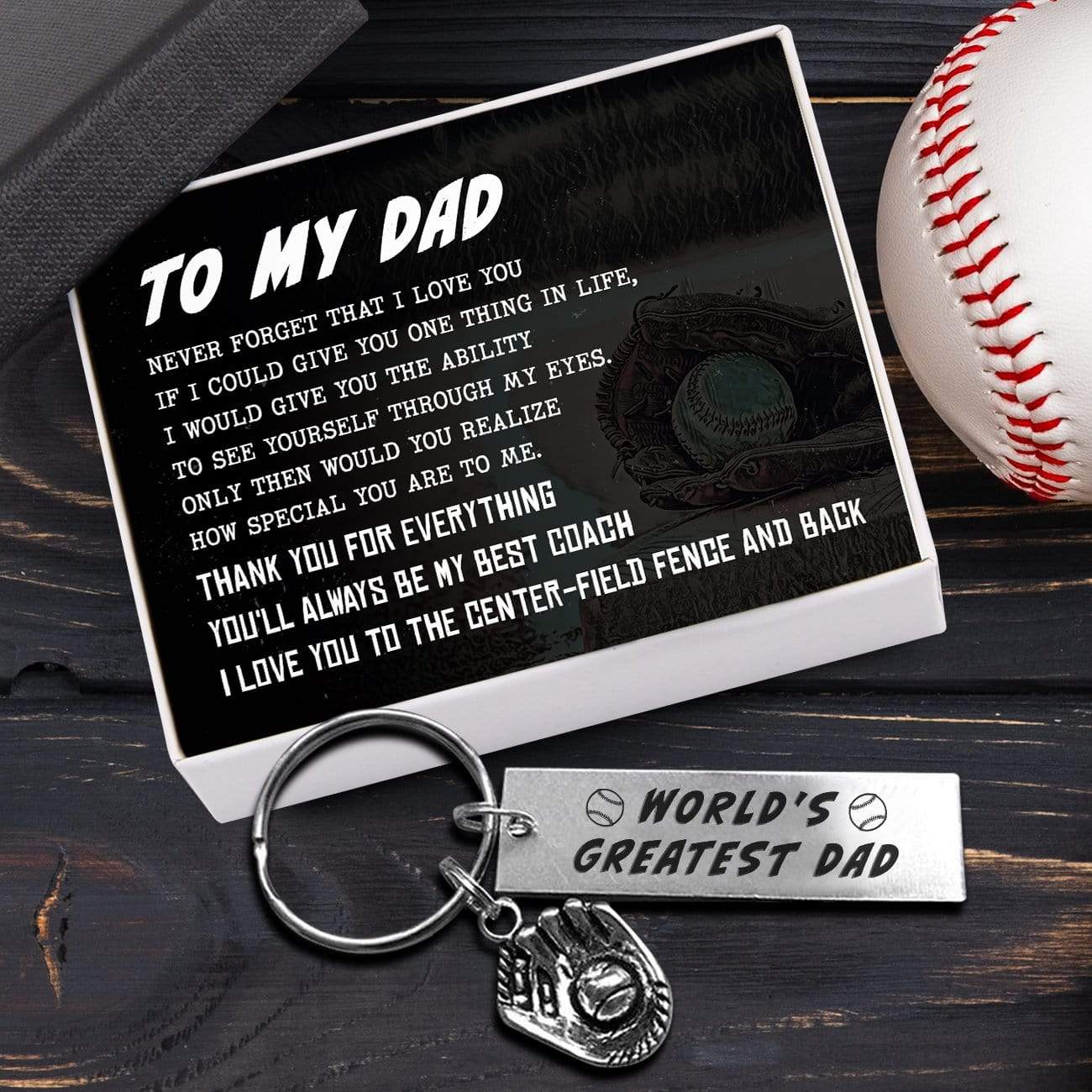 Baseball Glove Keychain - Baseball - To My Dad - Thank You For Everything - Gkax18004
