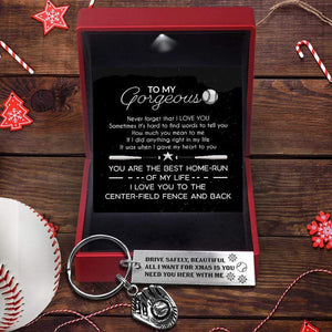 Baseball Glove Keychain - Baseball - To My Gorgeous - All I Want For Xmas Is You - Gkax13005