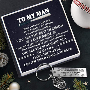 Baseball Glove Keychain - Baseball - To My Man - All I Want For Christmas Is You - Gkax26014