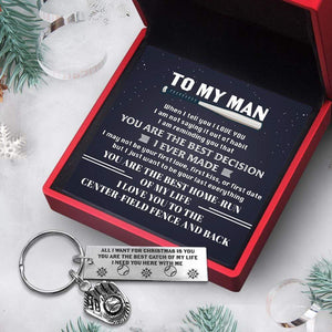 Baseball Glove Keychain - Baseball - To My Man - All I Want For Christmas Is You - Gkax26014