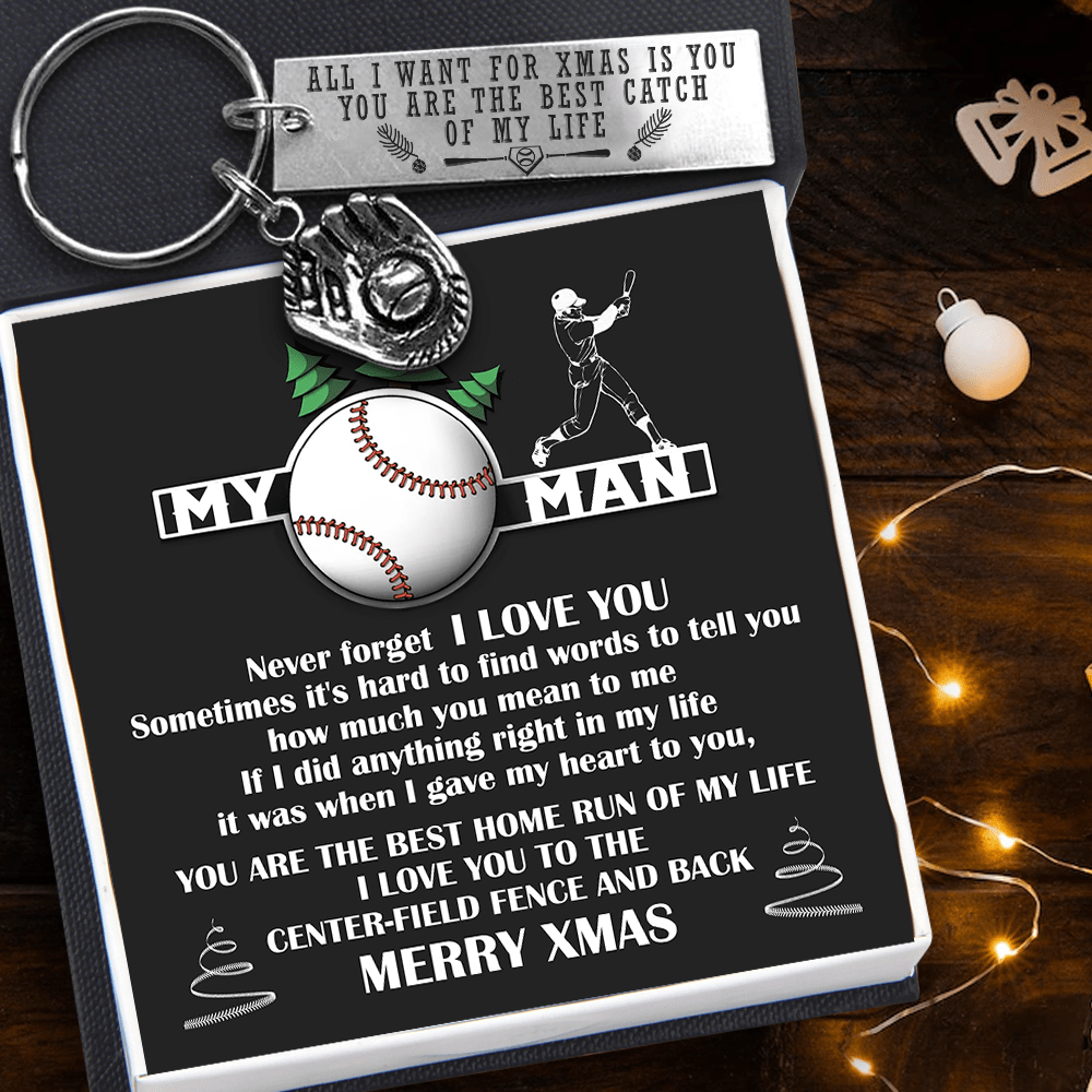 Baseball Glove Keychain - Baseball - To My Man - All I Want For Xmas Is You - Gkax26028