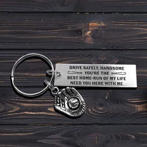 Baseball Glove Keychain - Baseball - To My Son - From Dad - Drive safely, Handsome - Gkax16001