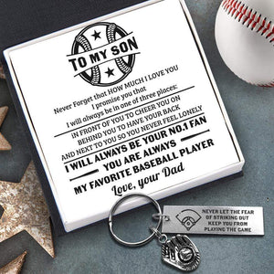 Baseball Glove Keychain - Baseball - To My Son - From Dad - Never Forget That How Much I Love You - Gkax16005
