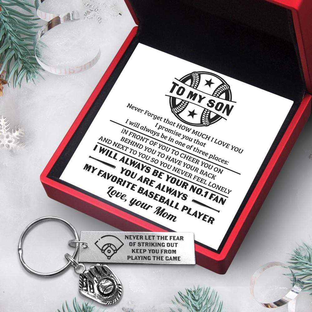 Baseball Glove Keychain - Baseball - To My Son - From Mom - I Will Always In Front Of You To Cheer You On - Gkax16006