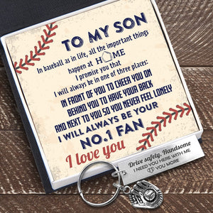 Baseball Glove Keychain - Baseball - To My Son - I Need You Here With Me - Gkax16009