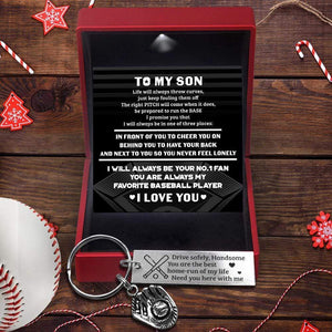 Baseball Glove Keychain - Baseball - To My Son - I Will Always In Front Of You To Cheer You On - Gkax16003
