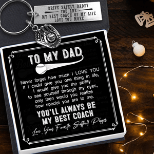 Baseball Glove Keychain - Softball - To My Dad - You'll Always Be My Best Coach - Gkax18011