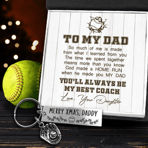 Baseball Glove Keychain - Softball - To My Dad - You'll Always Be My Best Coach - Gkax18014