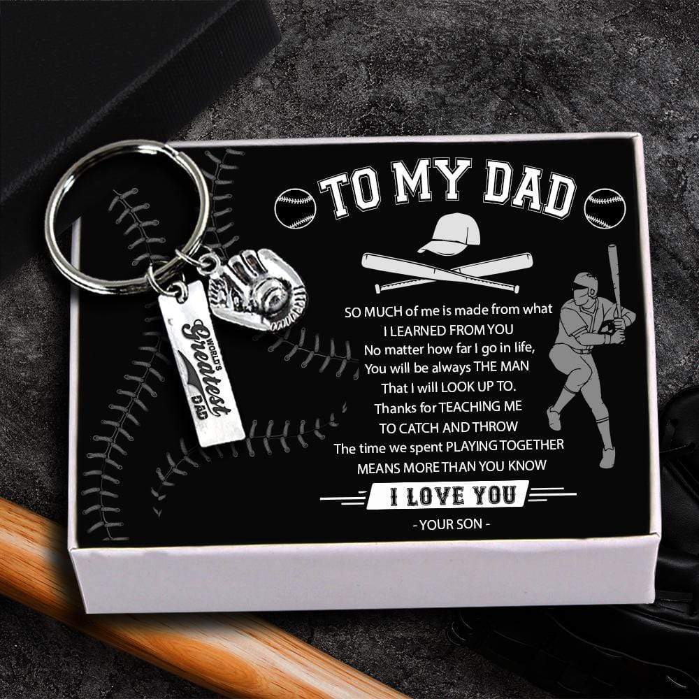 Baseball Glove Keychain - To My Dad - From Son - Thanks For Teaching Me To Catch And Throw - Gkax18002