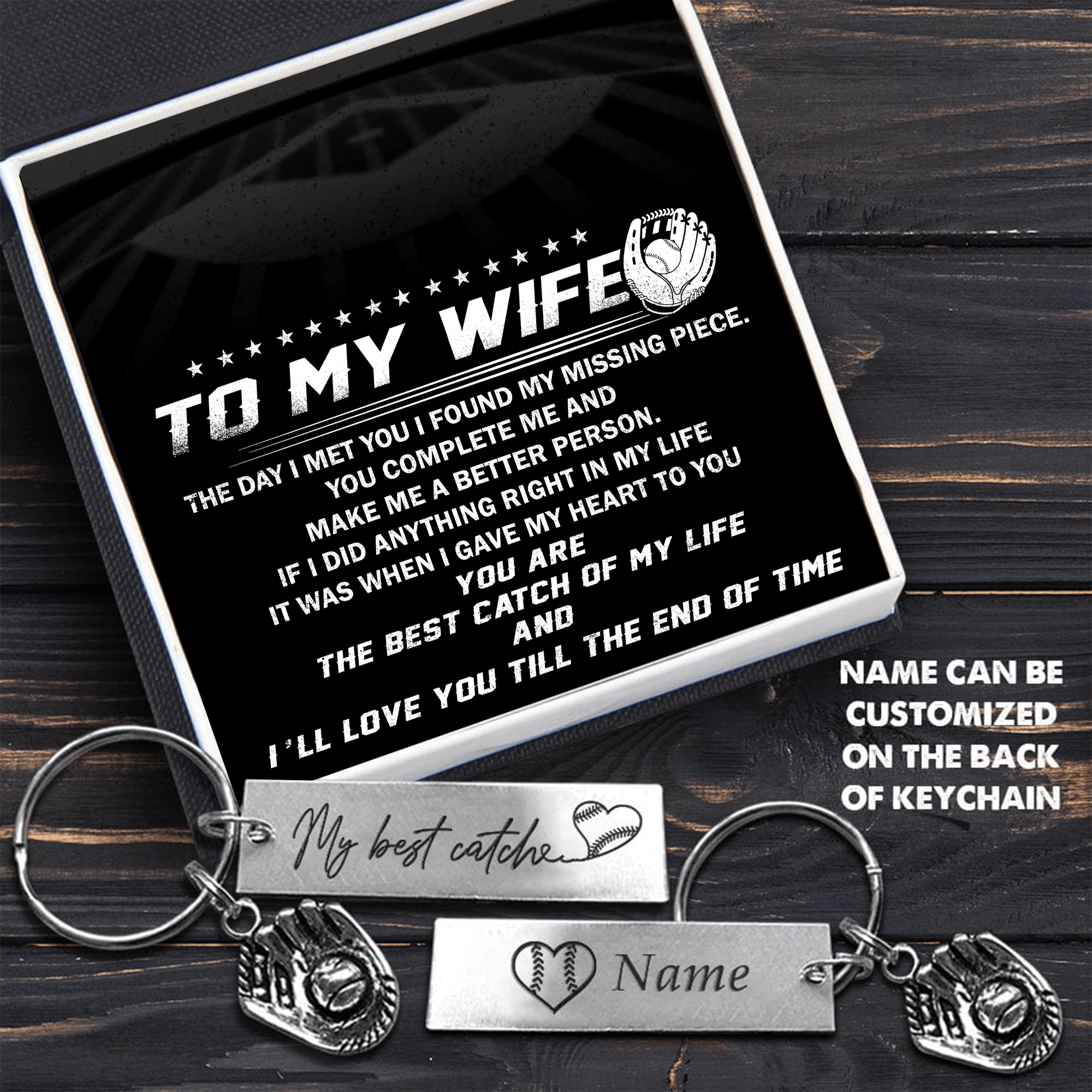 Baseball Glove Keychain - To My Wife - The Day I Met You I Found My Missing Piece - Gkax15001