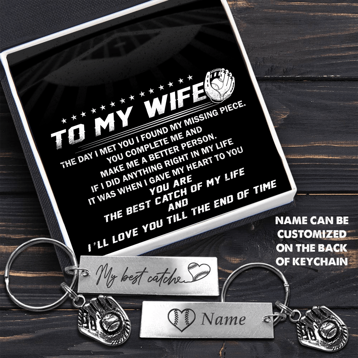 Baseball Glove Keychain - To My Wife - The Day I Met You I Found My Missing Piece - Gkax15001