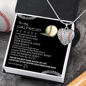 Baseball Heart Necklace - Baseball - To My Girlfriend - Help You, Protect You, Serve You - Gnd13005