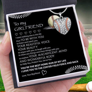 Baseball Heart Necklace - Baseball - To My Girlfriend - Help You, Protect You, Serve You - Gnd13005