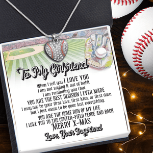 Baseball Heart Necklace - Baseball - To My Girlfriend - I Love You To The Center-field Fence And Back - Gnd13020
