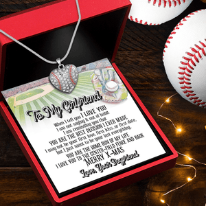Baseball Heart Necklace - Baseball - To My Girlfriend - I Love You To The Center-field Fence And Back - Gnd13020