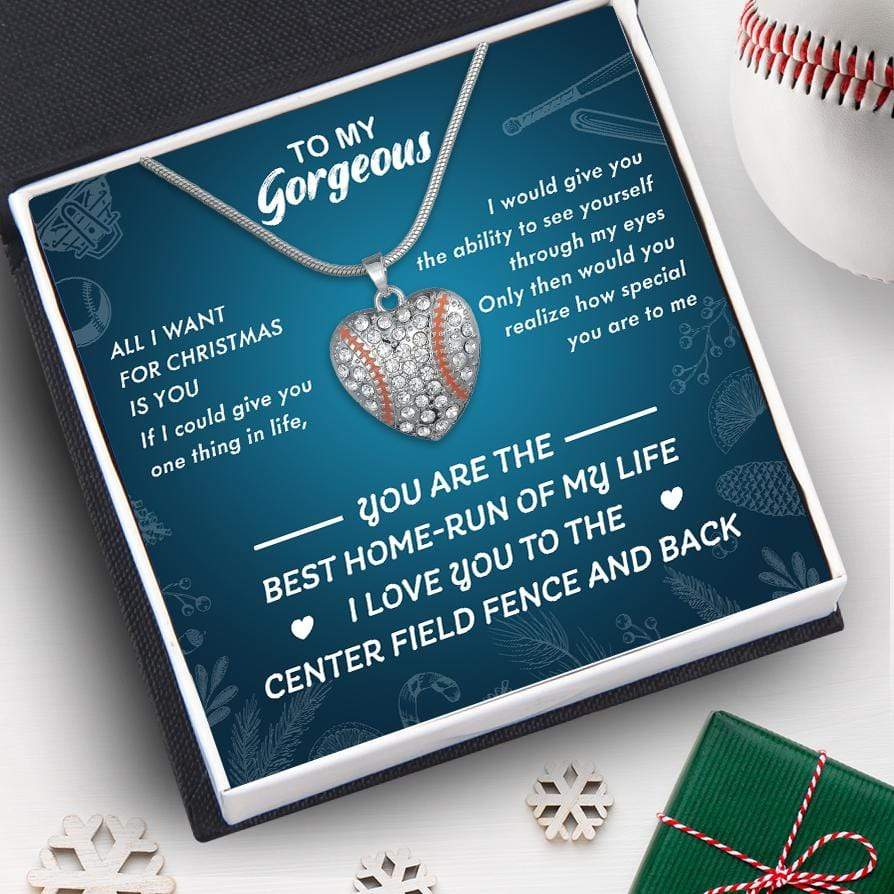 Baseball Heart Necklace - Baseball - To My Gorgeous - All I Want For Christmas Is You - Gnd13007