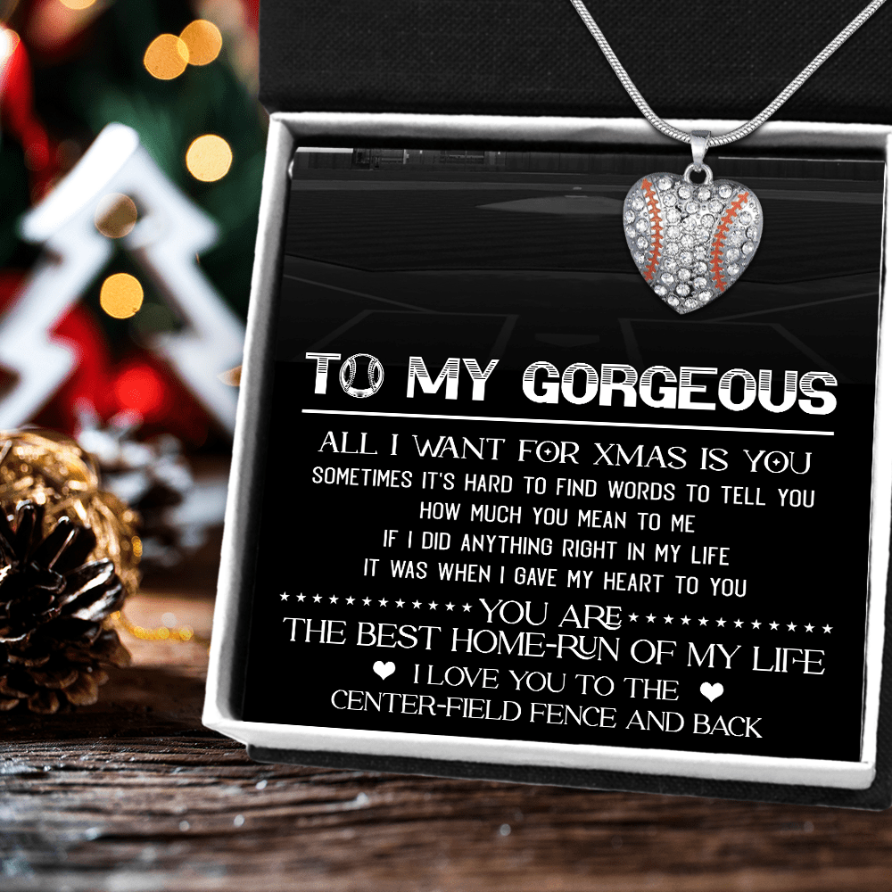 Baseball Heart Necklace - Baseball - To My Gorgeous - All I Want For Xmas Is You - Gnd13010