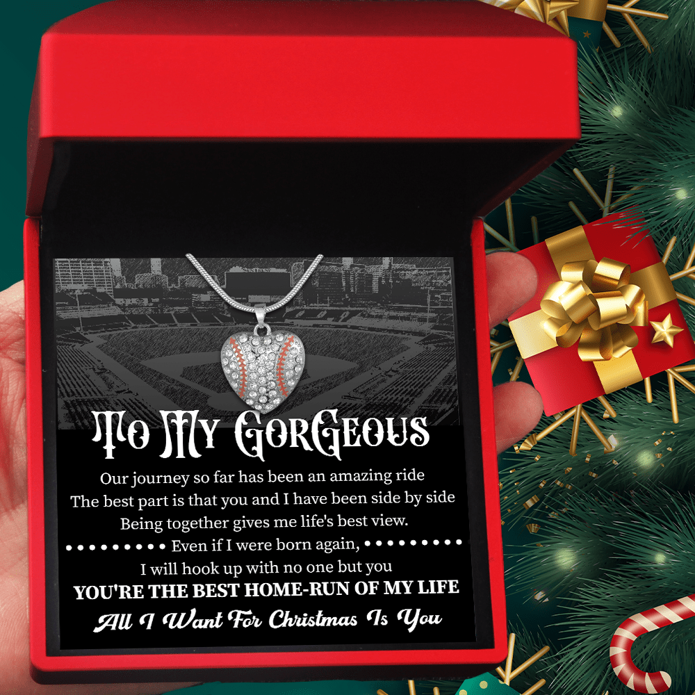 Baseball Heart Necklace - Baseball - To My Gorgeous - I Will Hook Up With No One But You - Gnd13008