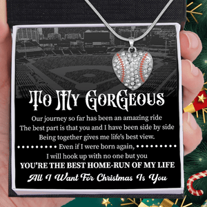 Baseball Heart Necklace - Baseball - To My Gorgeous - I Will Hook Up With No One But You - Gnd13008