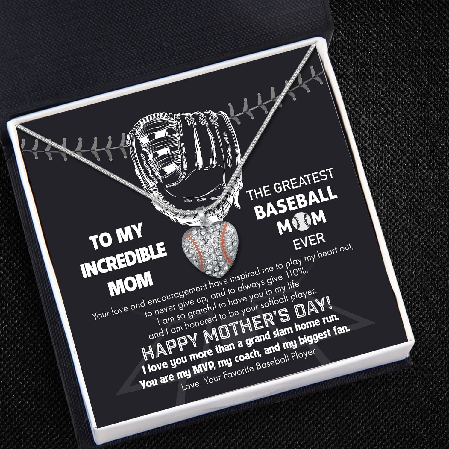 Baseball Heart Necklace - Baseball - To My Incredible Mom - I Am So Grateful To Have You In My Life - Gnd19012