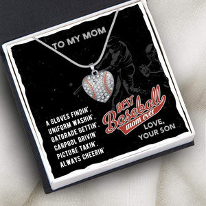 Baseball Heart Necklace - Baseball- To My Mom - Best Baseball Mom Ever - Gnd19001