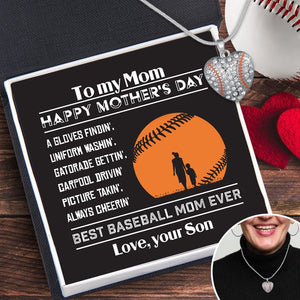 Baseball Heart Necklace - Baseball - To My Mom - Happy Mother's Day - Gnd19007