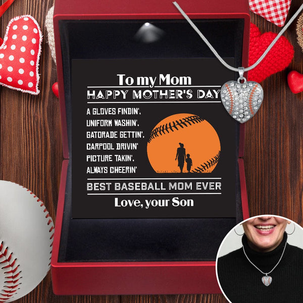 Baseball Heart Necklace - Baseball - To My Mom - Happy Mother's Day - -  Wrapsify