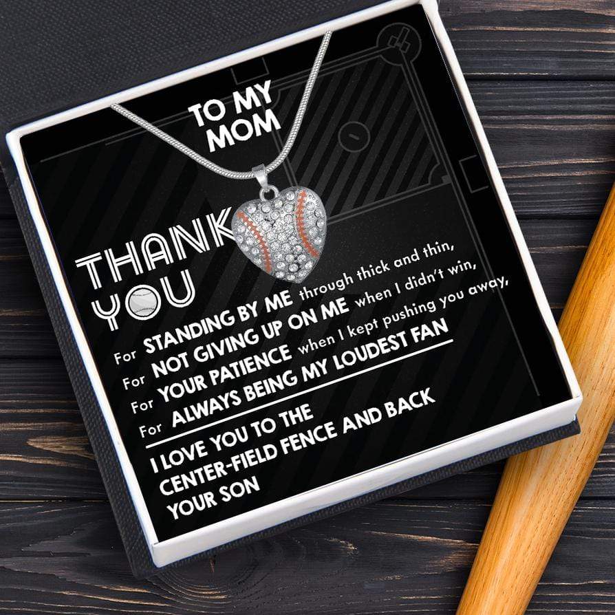 Baseball Heart Necklace - Baseball - To My Mom - I Love You To The Center - Field Fence And Back - Gnd19006