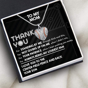 Baseball Heart Necklace - Baseball - To My Mom - I Love You To The Center - Field Fence And Back - Gnd19006