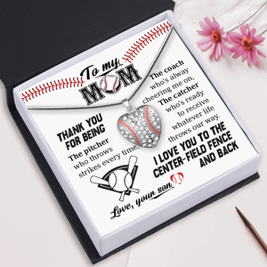Baseball Heart Necklace - Baseball - To My Mom - I Love You To The Center-field Fence And Back - Gnd19022