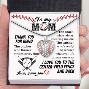 Baseball Heart Necklace - Baseball - To My Mom - I Love You To The Center-field Fence And Back - Gnd19022