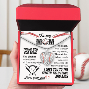 Baseball Heart Necklace - Baseball - To My Mom - I Love You To The Center-field Fence And Back - Gnd19022